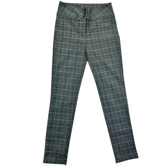 Shinestar Womens Gray Plaid High-Waisted Stretch Pants Size L - Picture 3 of 9